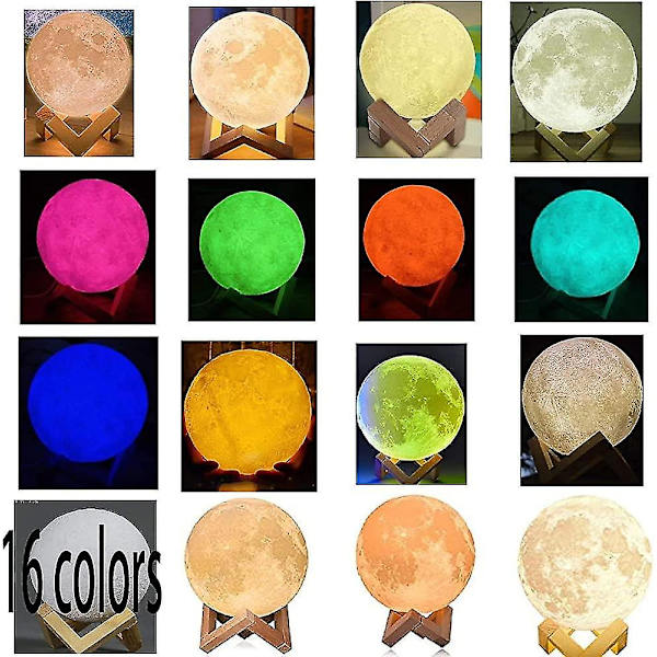 3D-månlampa, bra 3d- printed månlampa Månnattljus Dimbar med kran