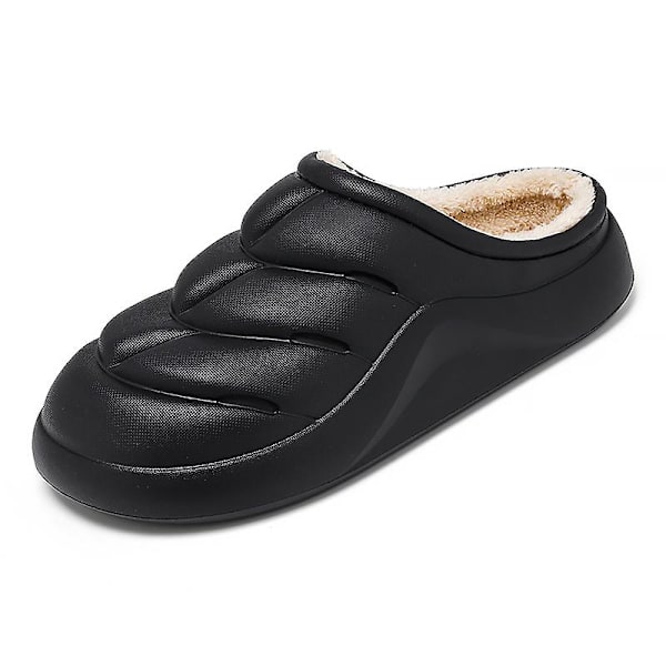 Herrtofflor för damer Varma vinterhusskor Inomhus utomhus hemmaskor 2L2883 Black 44