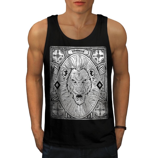 Angry Lion Face Men Blacktank Top XXL