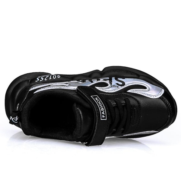 Pojkar Flickor Sneakers Andas löparskor Mode Sportskor för barn 2La02-1 BlackSilver 38