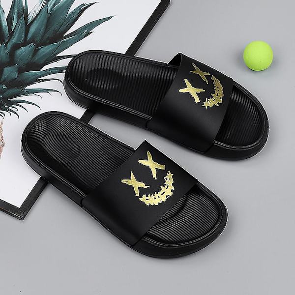 Strandtofflor för män Modesandaler Utomhus Halkfria inomhusskor 3Bk006 BlackGold 41