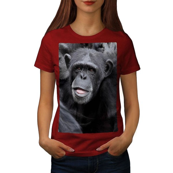 Monkey Face Photo Animal Women Redt-shirt XXL