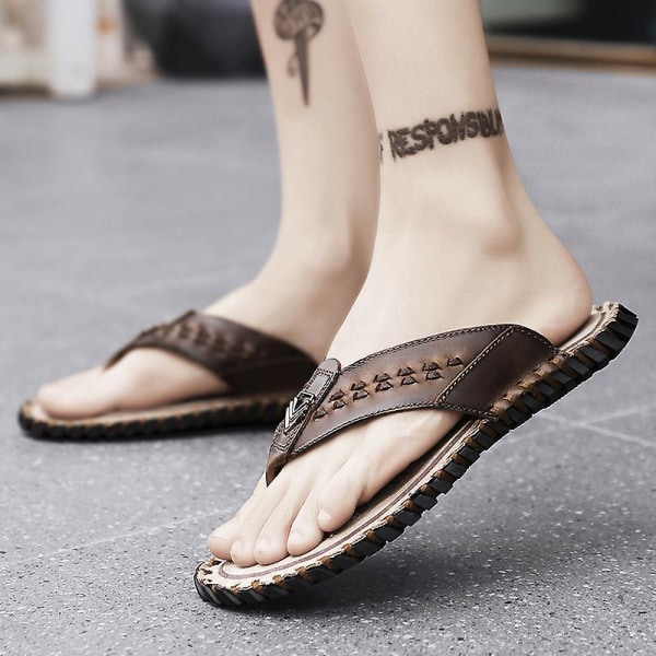 Herrtofflor Halkfria sandaler Mode Strandskor för kvinnor 7285 Brown 40