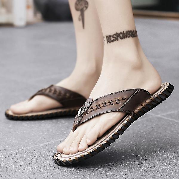 Herrtofflor Halkfria sandaler Mode Strandskor för kvinnor 7285 Brown 41