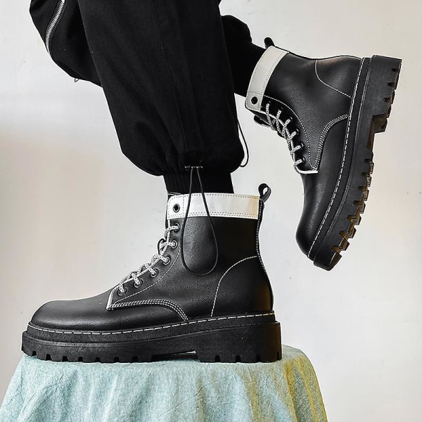 Herr Martin Boot Kvinnor Korta Kängor Med Snörning Chunky Låg Klack Mid-Calf Boots 2Kaf11 40