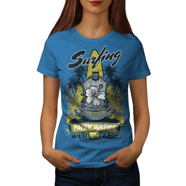 Pacific Surfing Holiday Kvinnor Royal Bluet-shirt XXL