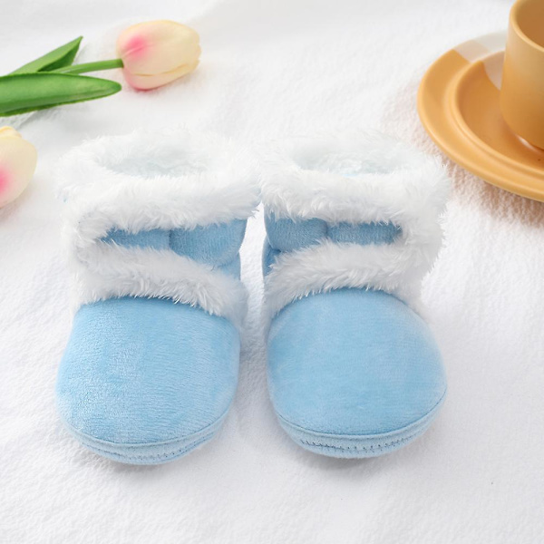 Vintervarma nyfödda toddler 1 år baby Flickor Pojkar Skor Mjuk sula Pälssnöskor 0-18M Blue 7-12 Months