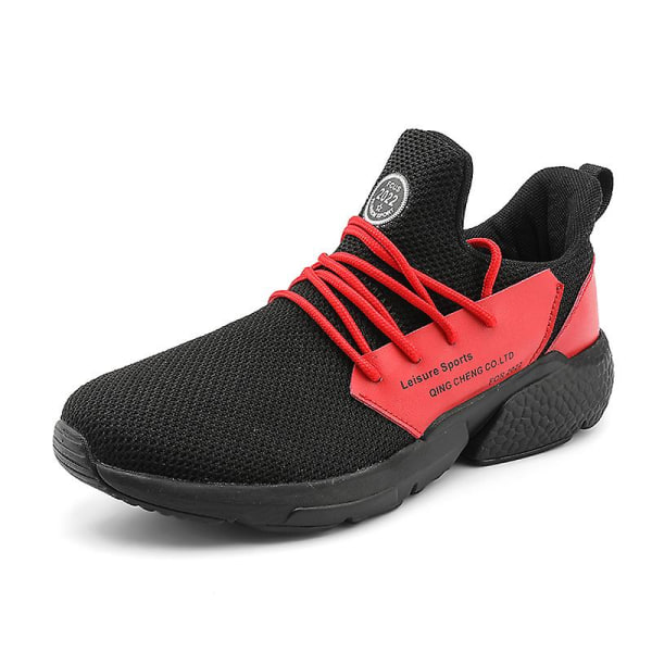 Herrsneakers Lättviktssportlöparskor Andas promenadskor BlackRed 40