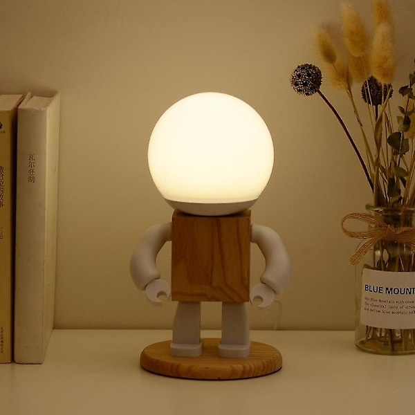 Bordslampa trärobot barn pojke födelsedagspresent
