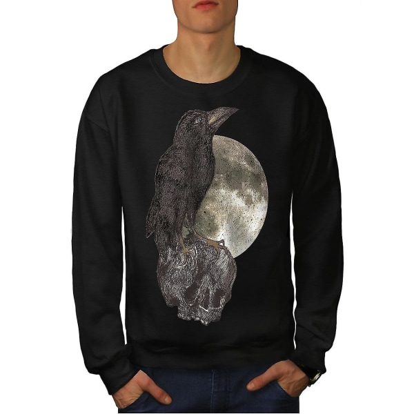 Crow Moon Bird Art Men Blacksweatshirt L