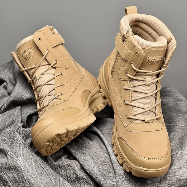 Herr Military Boot Combat Herr Stövlar Tacticalhane Shoes Work Safety Shoes Yj701 Beige 43