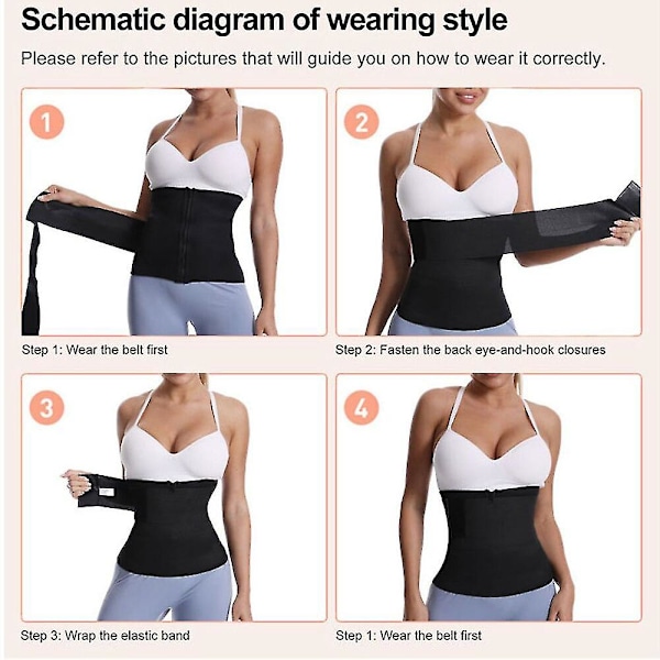 Waist trainer för kvinnor Snatch Me Up Justerbar bandagelinda ländrygg midjestöd Magkontroll med dragkedja Bälte Midjelindning, svart