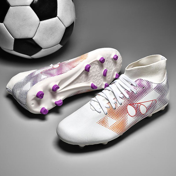 Fotbollsskor för män Spikes Fotbollsskor för ungdomar Stövlar Athletic Sneaker 3Dk05 WhitePurple 37