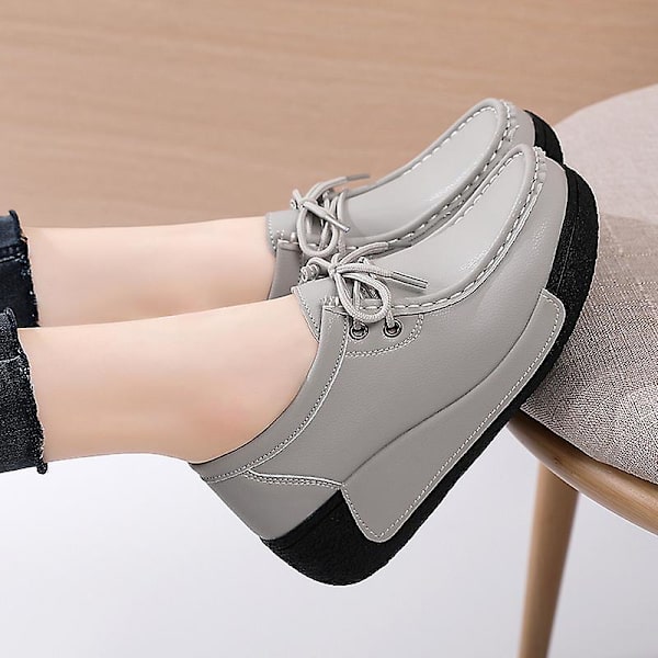 Damskor för casual Loaferskor Mammaskor 3A691 Gray 36