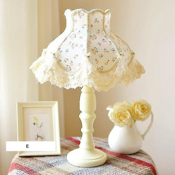 Sovrumsbordslampa Spets Lampskärm Tofs Trä Skrivbordsbelysning Sänglampa E27d92(E)