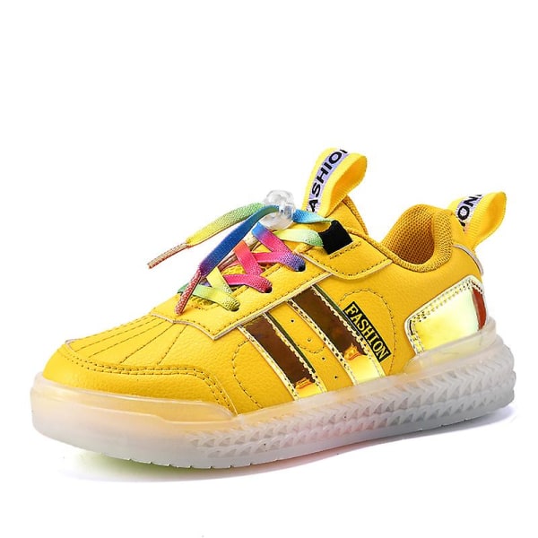 Barn Sneakers Andas Led Light Skor Sport Löparskor Outdoor Skor 2C2013 Yellow 32