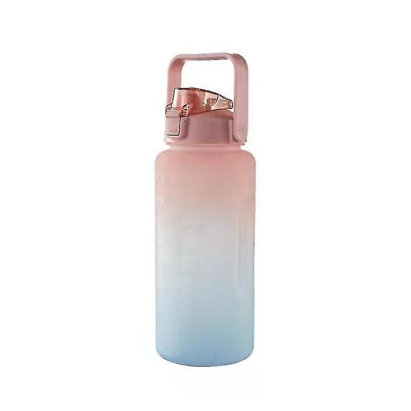 2l/1,4l Pastell motiverande vattenflaska med tidsmarkör och halm-bpa fri låsning Pink
