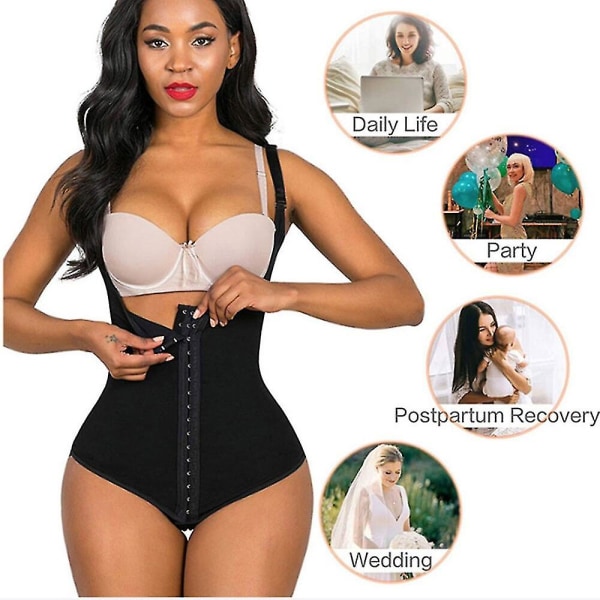 Kvinna Fajas Colombiansk Body Shaper Bantning Gördlar Platt Mage Shapewear Slida Korsett Waist Trainer Shapewear,svart XS