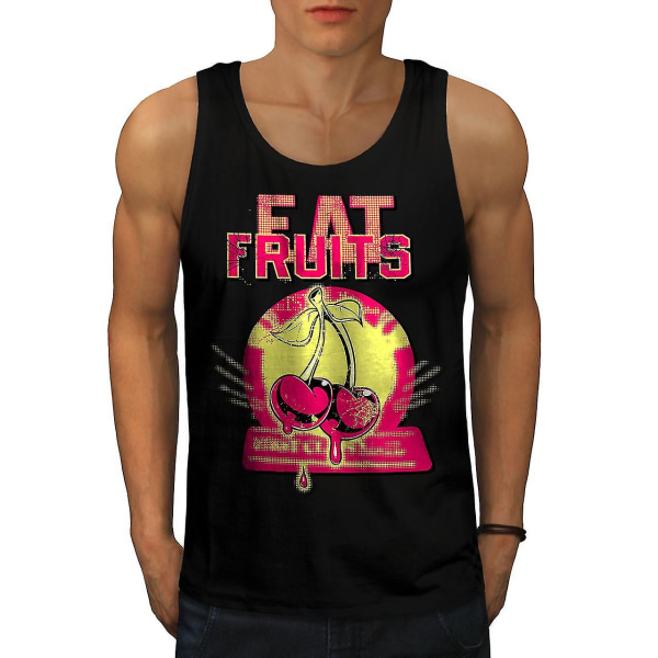 Eat Fruit Cherry Men Blacktank Top XL