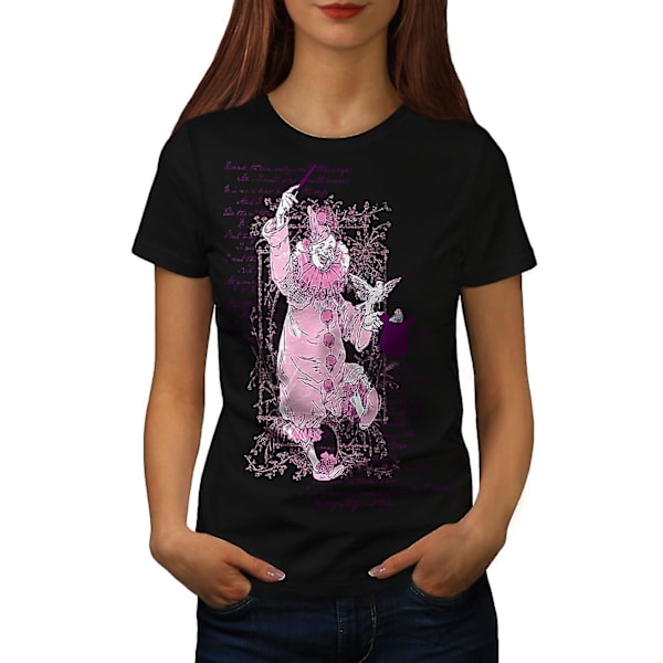 Rosa skrämmande clownskräck för kvinnor Blackt-shirt L