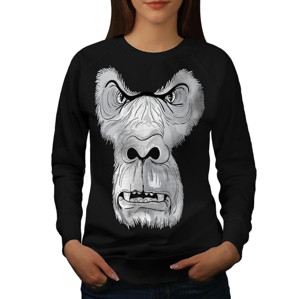 Monkey Angry Face Kvinnor Blacksweatshirt | Wellcoda M