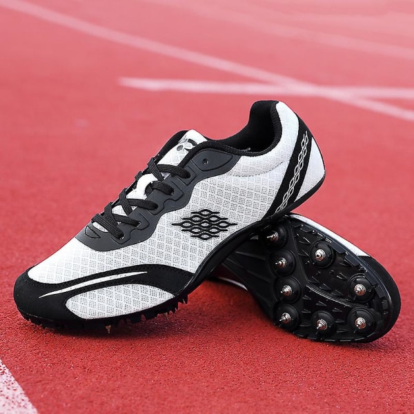 Friidrottsskor för män Spikes Track Race Hoppande Sneakers Professionell löpning Nail Spikes Skor Tj016 White 40