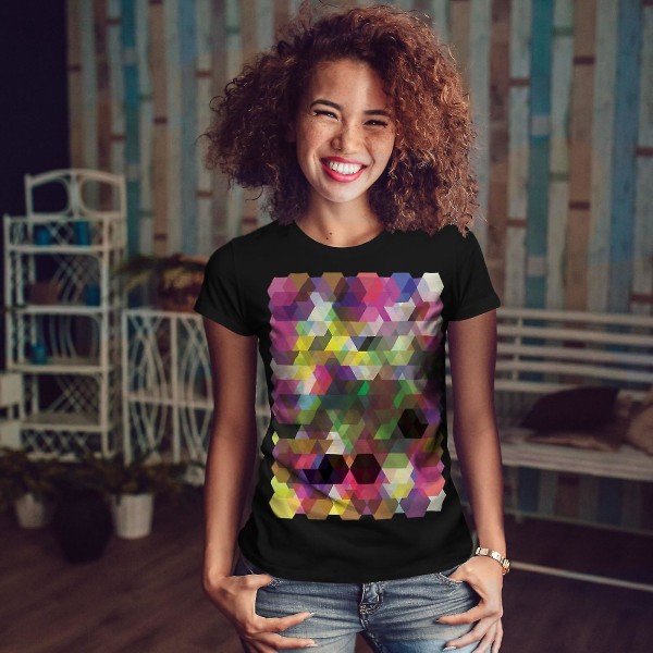 Polygon Shape Women Blackt-shirt M