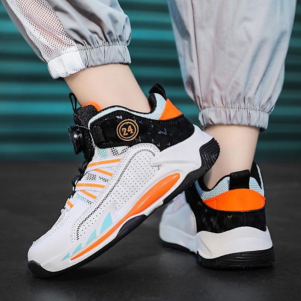 Barn Basketskor Mode Flickor Sneakers Andas Sportskor 3Al813 White 34