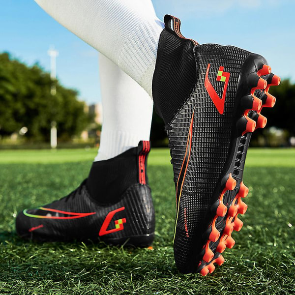 Fotbollsskor för män Höga fotbollsskor för vuxna Grästräning Sport Skor Sneakers 2J8066A Black 44
