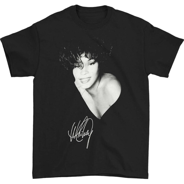 Whitney Houston Smile B&W T-shirt XXL