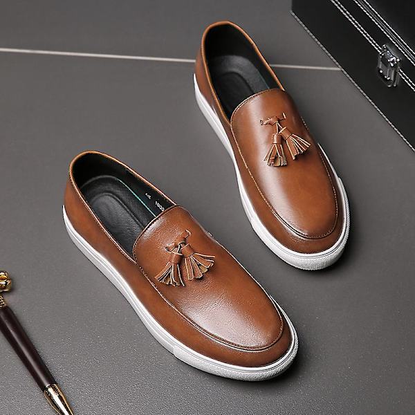 Herr Casual Läderskor Platta skor Fr1800-1 Brown 45