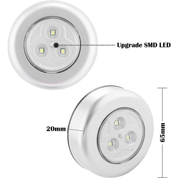 Nattlampor Led-lampa 6st självhäftande LED-spotlampa Extra belysning för skåptrappa