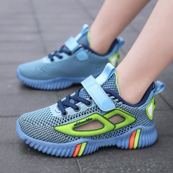 Sneakers för barn för pojkar, flickor, löpning tennisskor Lättvikts andas Sport Athletic 3B793 Blue 34