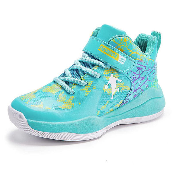 Pojkar Flickor Basketskor Barn Sneakers Andas Sportskor 915 Cyan 34