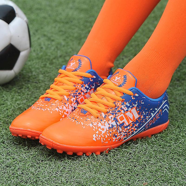Fotbollsskor för barn Pojkar Fotbollsskor Grästräning Sport Skor Sneakers 3B511 Orange 40