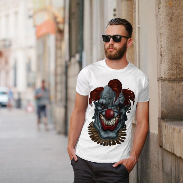 Skrämmande skräckclown Skrämmande män Whitet-shirt M