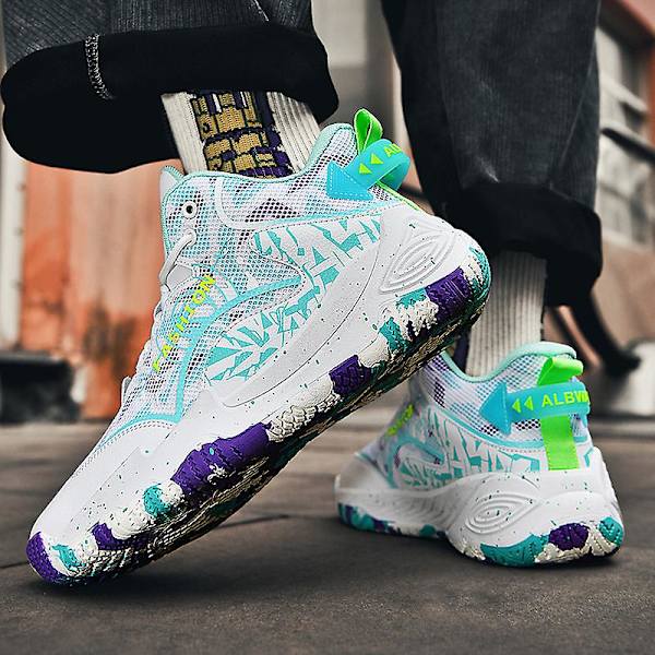 Basketskor för män Aldult Bekväma Sneakers Utomhussportskor 3B056 WhiteGreen 41