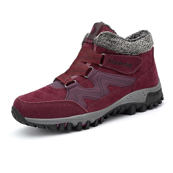 Snöskor för damer Vattentäta Slip On Päls Fodrade Sneakers Vinter Varma Skor 2K6137 Red 44