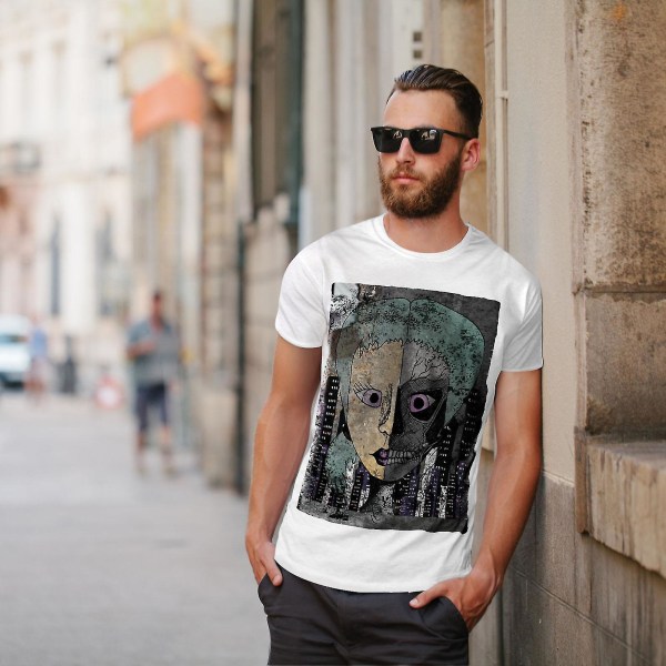 Ansikte Skrämmande läskig Skräck Män Whitet-shirt | Wellcoda L