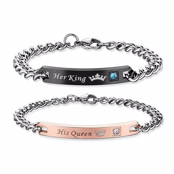 Trendiga DIY Par Kvinnor Tillbehör Crytal King Queen Charm Armband Smycken Armband