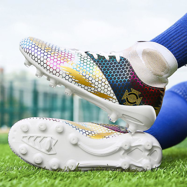 Fotbollsskor för män Spikes Fotbollsskor för ungdomar Stövlar Athletic Sneaker 3C7878 White 34