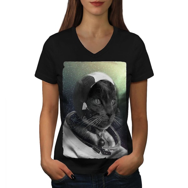 Pilot Animal Space Cat Women T-shirt M