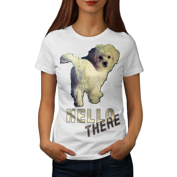 Hej söta hundskämt T-shirt för kvinnor XL