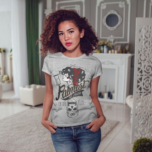 Girl Skull Death Vintage Women Greyt-shirt M