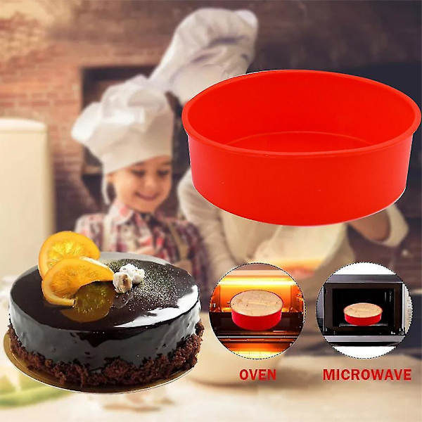 Rund form silikon 8 tums kakform, rund form set om 2, non-stick bakform, Reusa