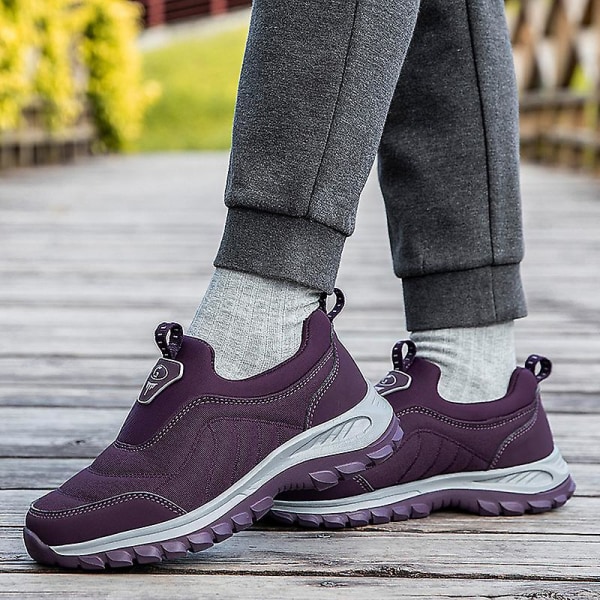 Män Kvinnor Sneakers Andningsbara promenadskor Mode Sportskor Äldreskor Yj9207 Purple 38