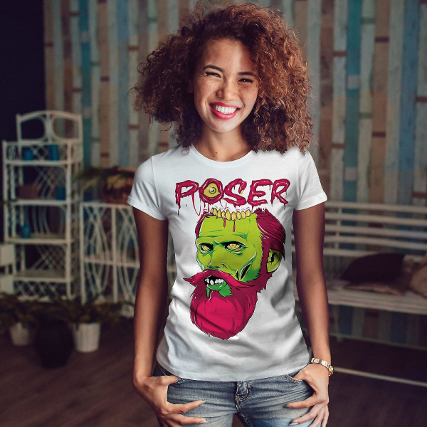 Poser Monster Rock Whitet-shirt för kvinnor 3XL