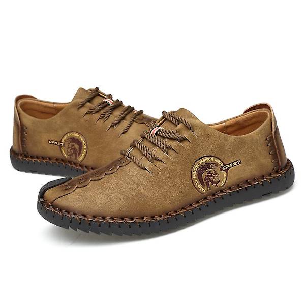 Casual för män Utomhusskor i läder 0L601 Khaki 41
