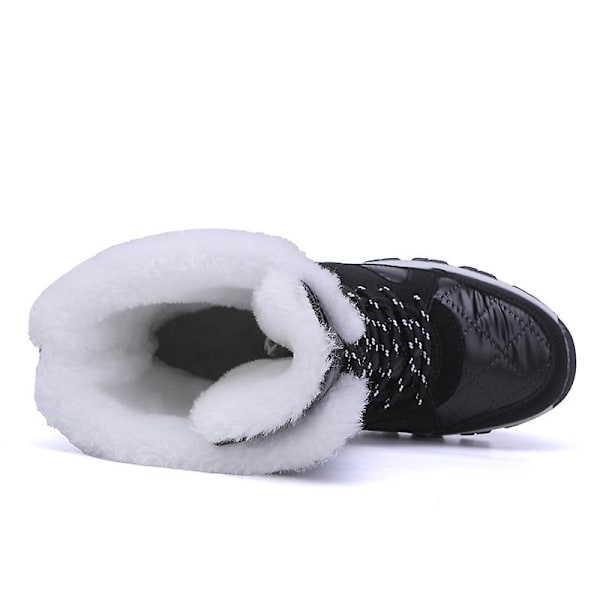 Dam Vinterstövlar Snow Boot Plysch Varma Skor Vattentät Boot 370 Black 41