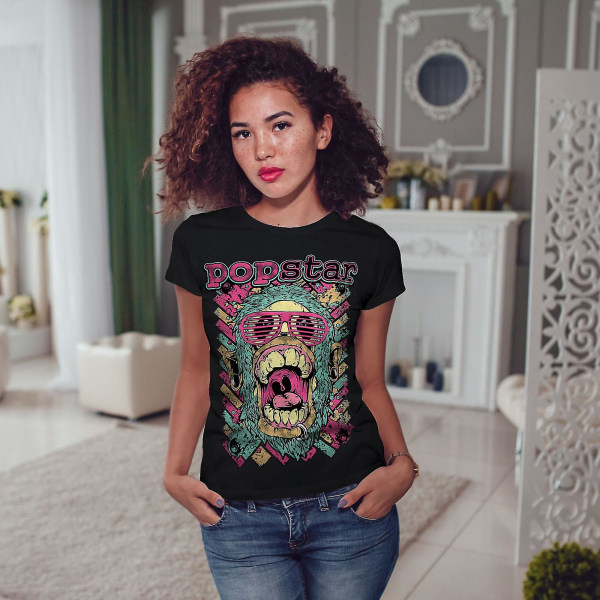 Popstar Funky Fashion Women Blackt-shirt XXL